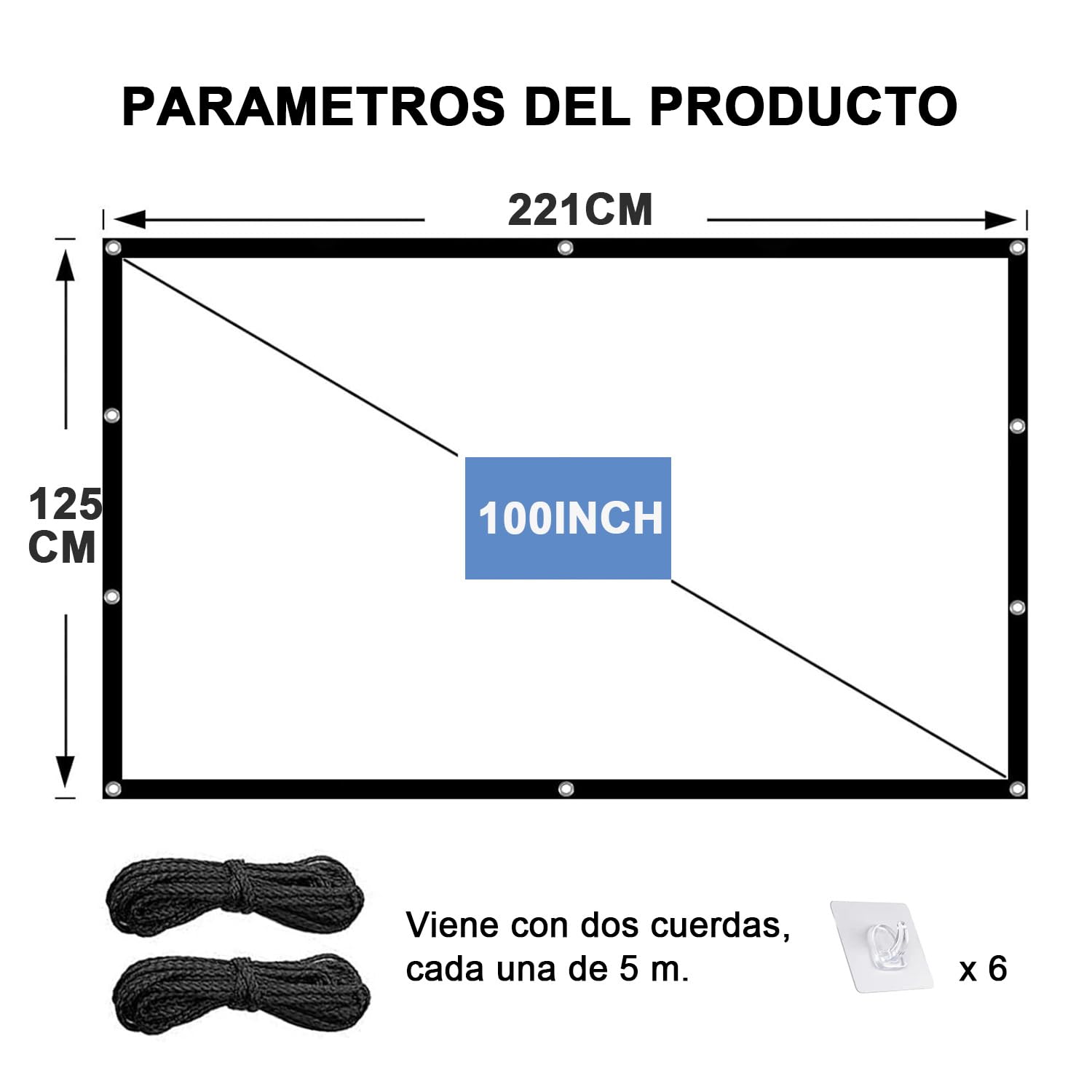 Pantalla para Proyector, Tela para Proyector de100 Pulgadas, Visualización de Proyección, Antiarrugas, HD 4K Lona para Proyector,Pantalla de Cine Plegable para Interior y Exterior (espesado-100)