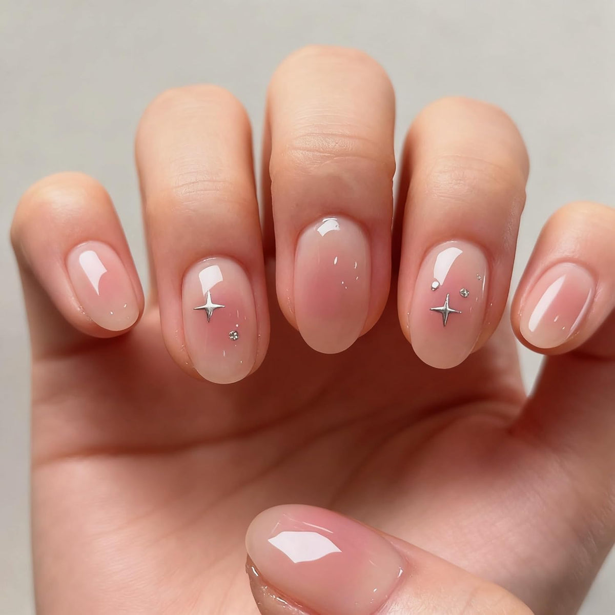 Uñas Postizas de Cortas Largas de Francesa, Adhesivas Uñas Press on Nails de Cobertura Completa, Uñas Falsas Decoradas Acrílico Natural para Mujeres y Niñas (G, 1ml)