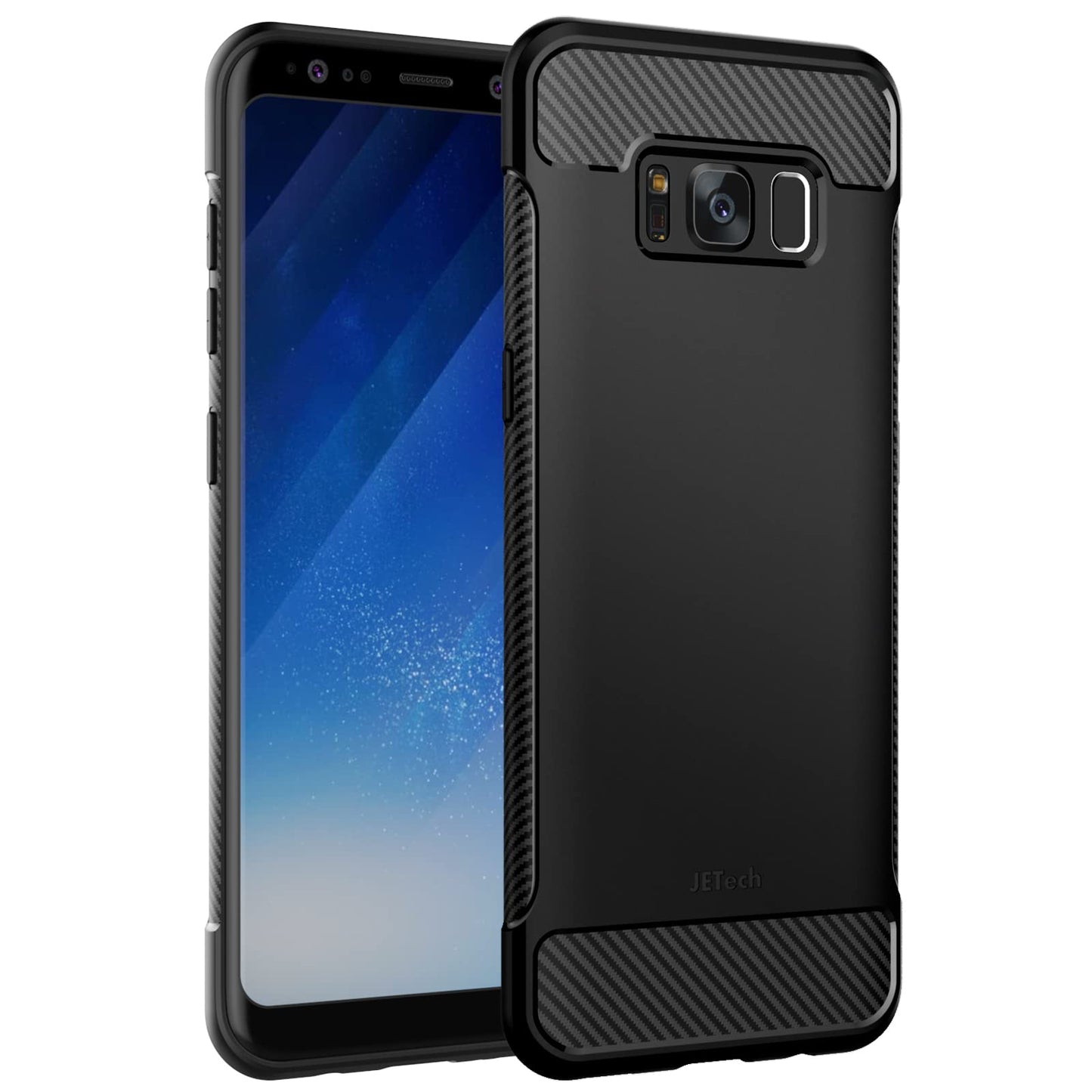 JETech Funda Slim para Samsung Galaxy S8, Carcasa Teléfono Delgado con Absorción de Impacto y Diseño de Fibra de Carbón (Negro)