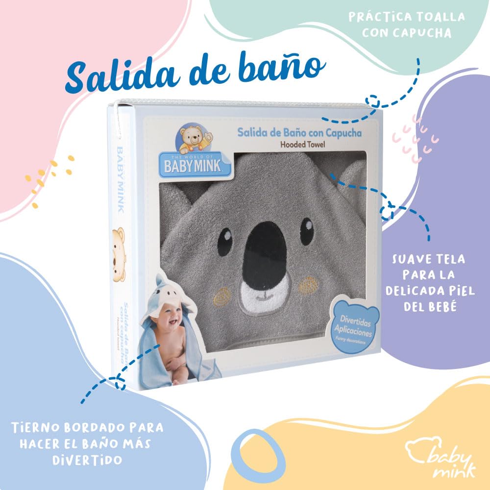Baby Mink Salida de Baño para Bebé, Suave y Absorbente para Después del Baño (Gris)
