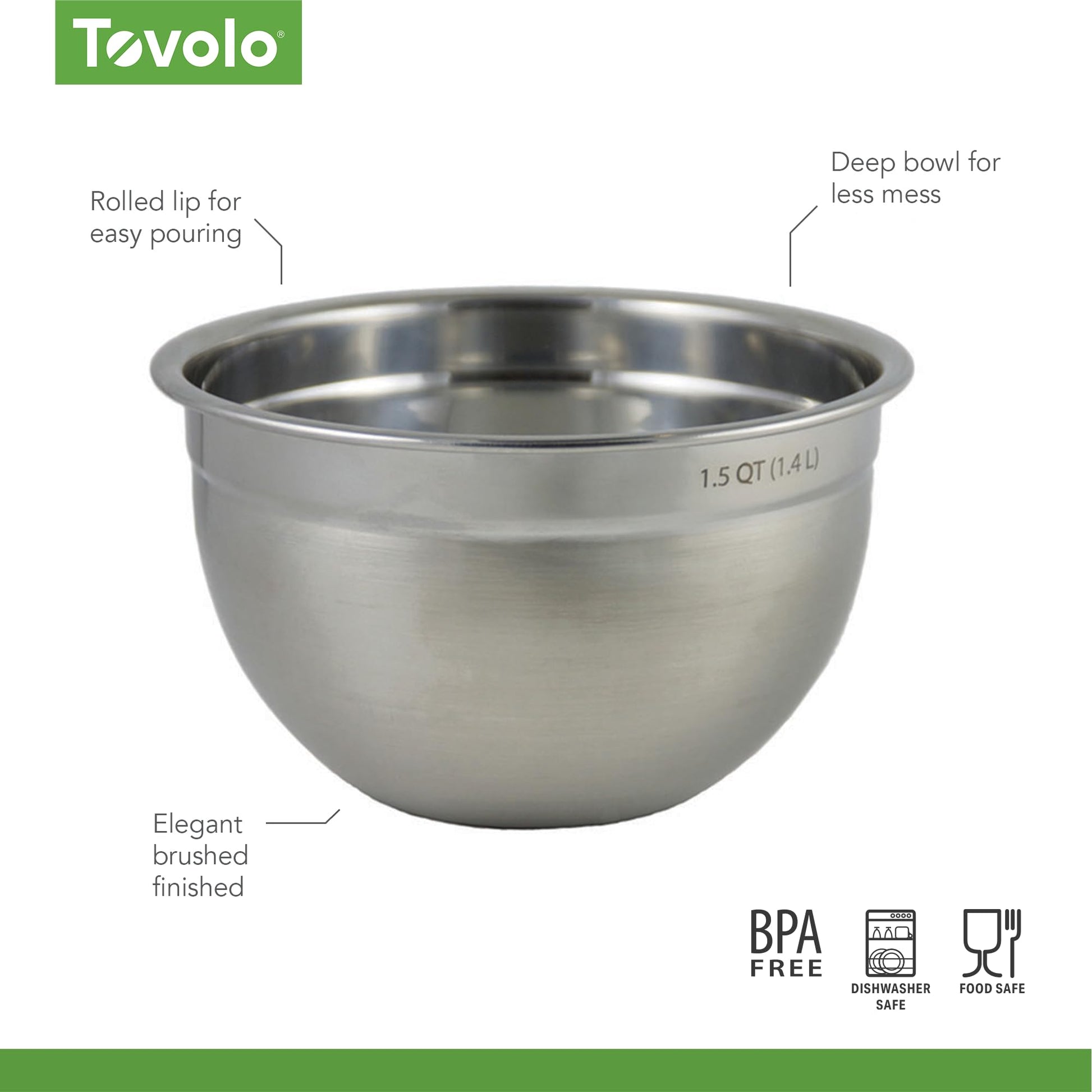 Tazón Profundo Tovolo Acero Inoxidable con Sello Hermético 1.5 Quart