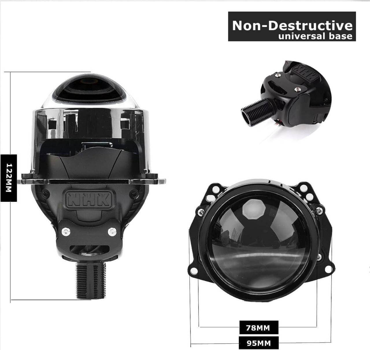 Lente de Proyector LED Yufanya Blanco con Doble Reflector de 7,6 cm para Faros Delanteros