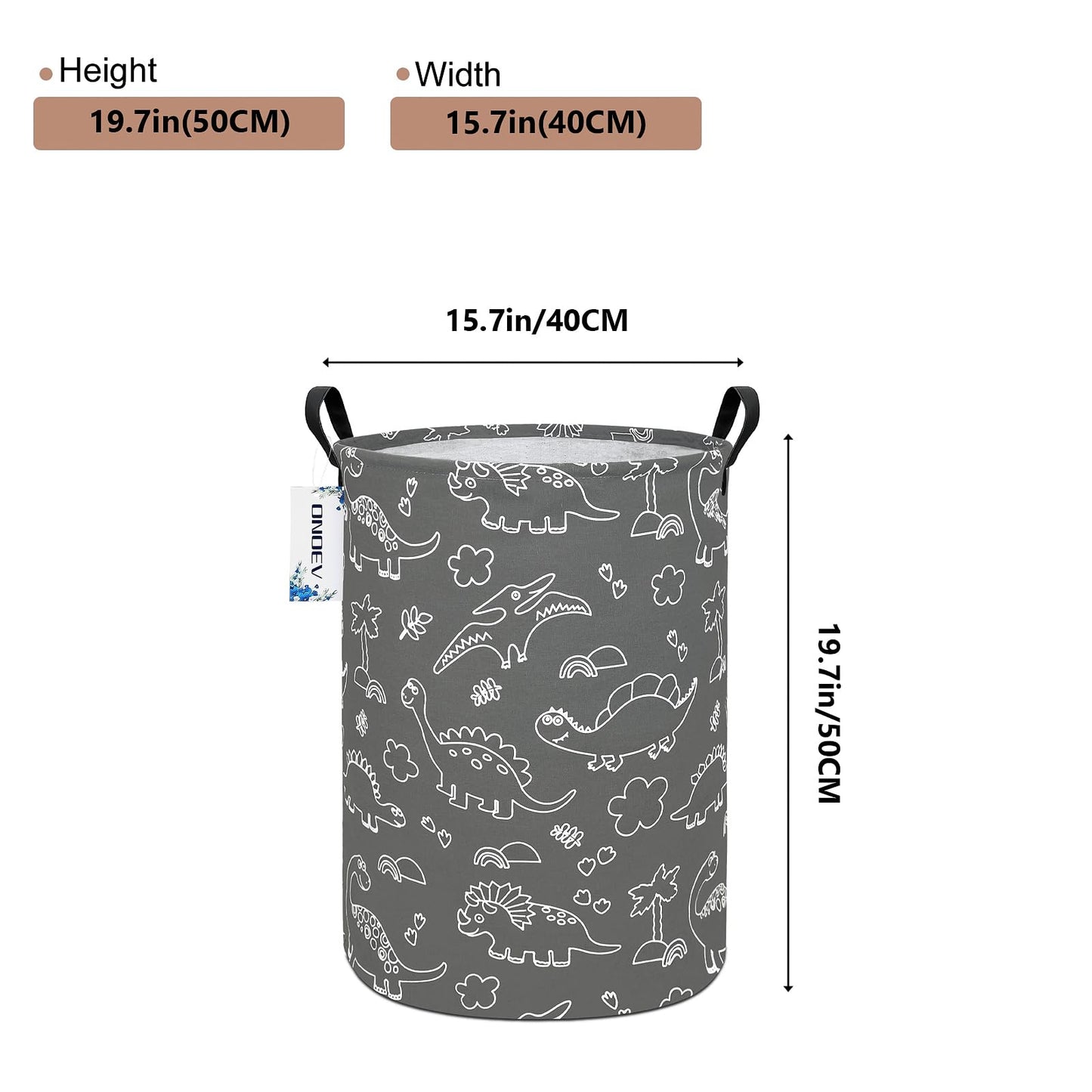 ONOEV - Cestas redondas impermeables de dinosaurios para ropa sucia, cesta de regalo, organizador de juguetes para niños, bolsa de decoración de habitación (dinosaurio de línea gris)
