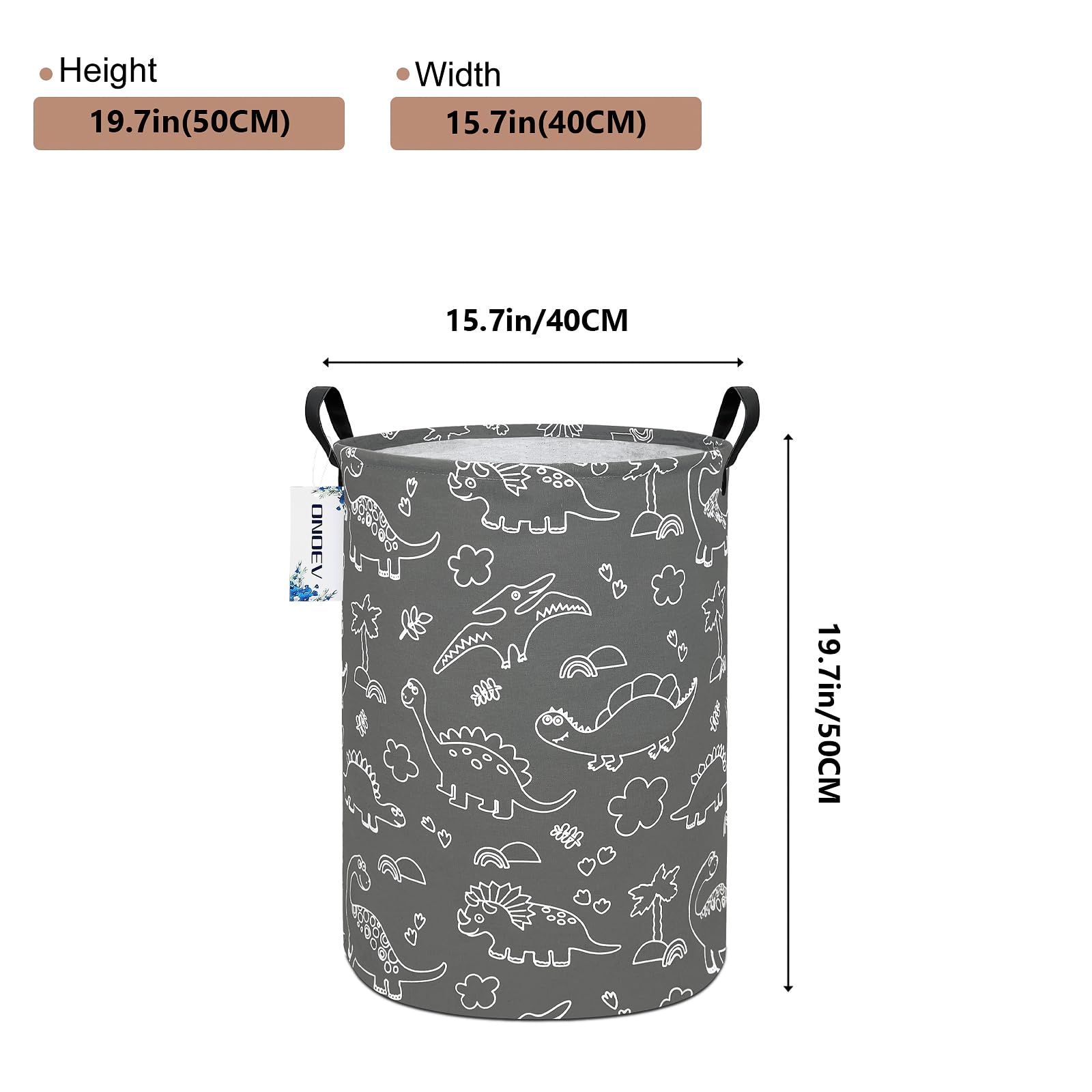 ONOEV - Cestas redondas impermeables de dinosaurios para ropa sucia, cesta de regalo, organizador de juguetes para niños, bolsa de decoración de habitación (dinosaurio de línea gris)