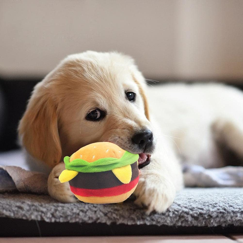 Maedack Juguetes para perros – Duradero, relleno, lindo juguete para masticar y buscar perros – hamburguesas, papas fritas, pizza, batidos (pizza)