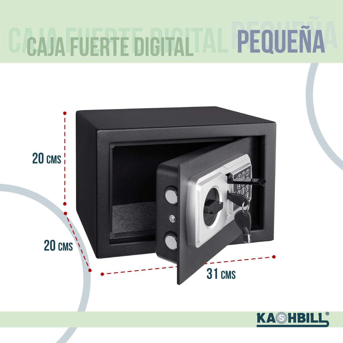 Caja Fuerte Digital Pequeña 20x31x20 cm modelo CF01 con Cierre Electrónico, Ideal para Hogar u Oficina caja pequeña