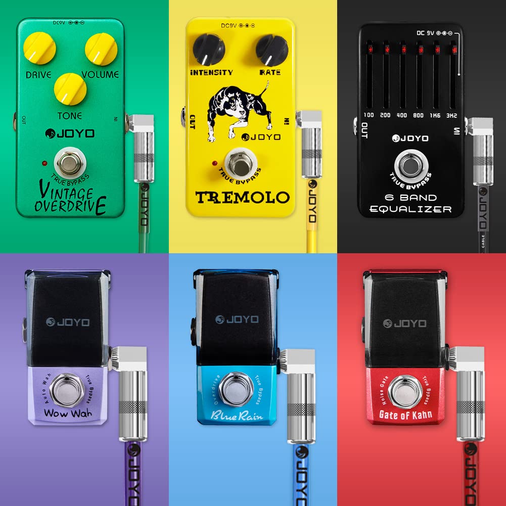 Cables de Conexión para Pedal de Efecto JOYO 1 Pie Negro Profesionales 1/4 Pulgadas Paquete de 6