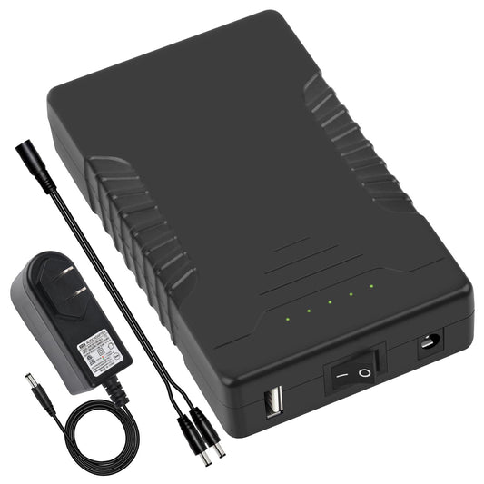 Batería Portátil TalentCell Negra de Iones de Litio con Cargador e Indicador LED para Tira LED y Cámara CCTV