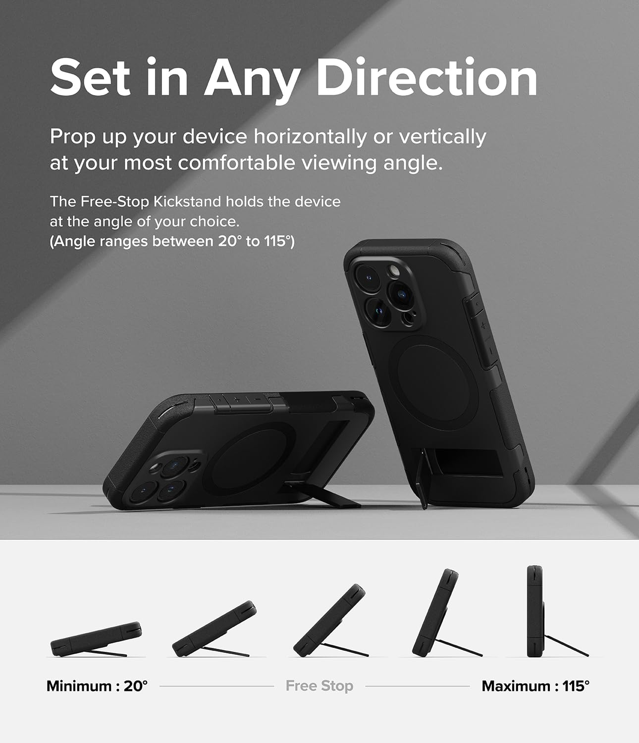 Funda Magnética Ringke Alles Black con Soporte Ajustable Compatible con iPhone 15 Pro y MagSafe para Hombre y Mujer