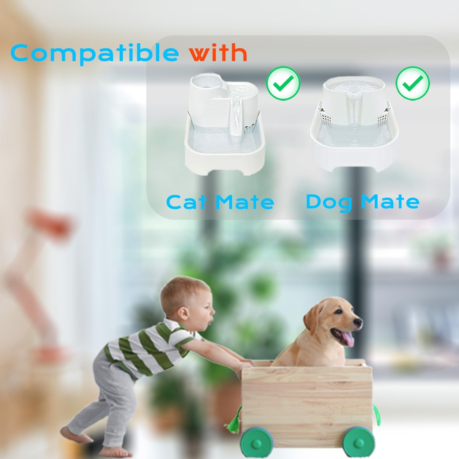Filtro de fuente de agua para gatos, paquete de 12 compatibles con cartuchos de repuesto para mascotas Cat Dog Mate