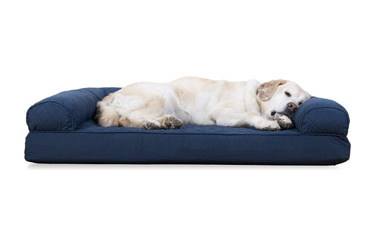 Furhaven Pet - Sofá cama para perros y gatos FurHaven de espuma viscoelástica ortopédico acolchado para perros y gatos, azul marino, jumbo