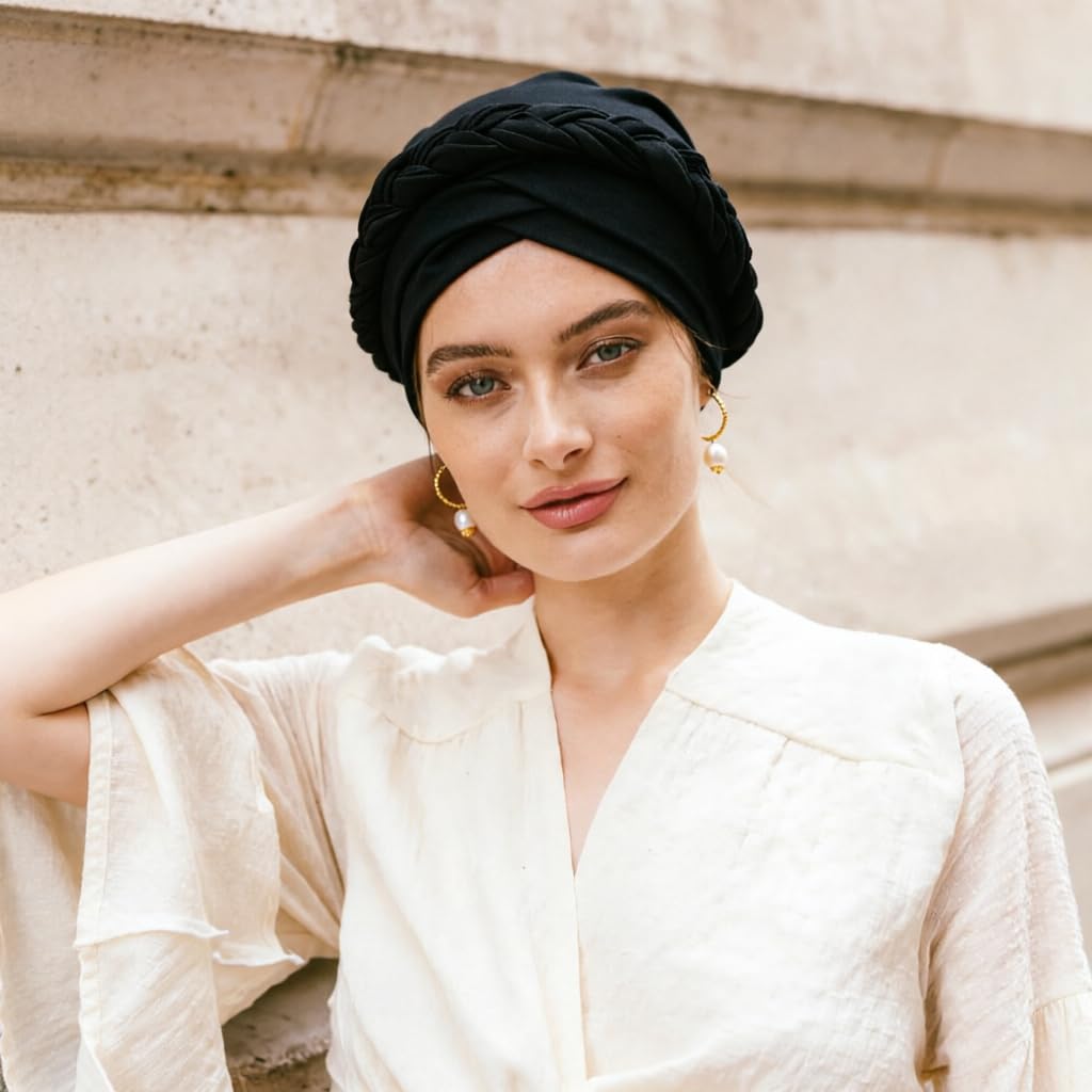 DRESHOW Turbante Africano para Mujeres Preatado Trenzado Envoltura de Cabeza Sombreros Moda Gorra de Dormi Gorro Cáncer de Quimio