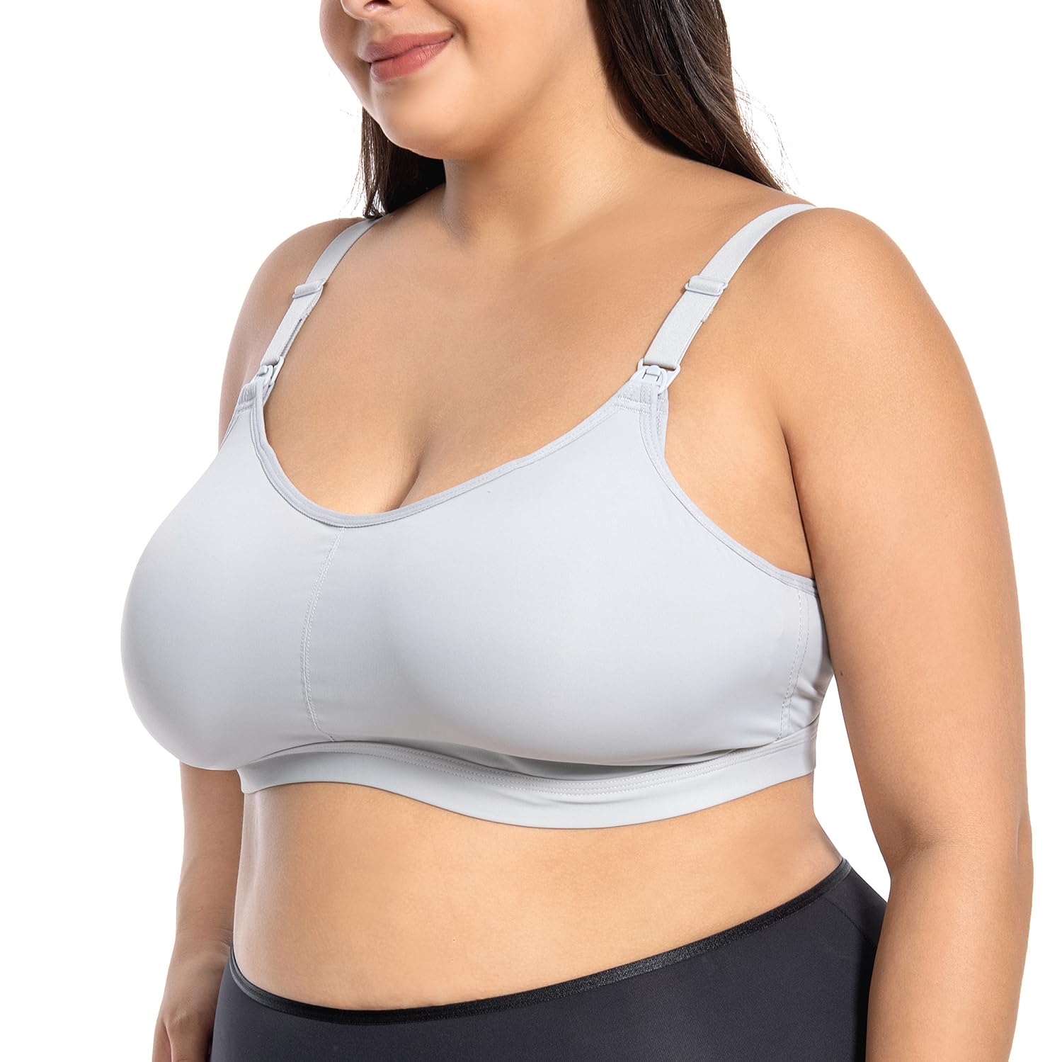 brasier de lactancia de talla grande con almohadillas para orejas integradas, no extraíbles para mujeres grandes, brasier de lactancia grande, brasier de maternidad, pecho grande, negro, gris, rosado,