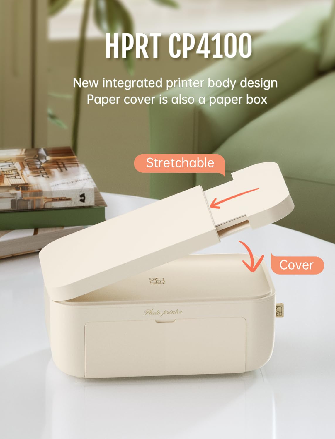 Impresora fotográfica HPRT 4x6, + 20 hojas y 1cinta, impresora de imágenes instantánea inalámbrica Wi-Fi para iPhone, Android, smartphone, sublimación térmica de tinte, impresión de video AR