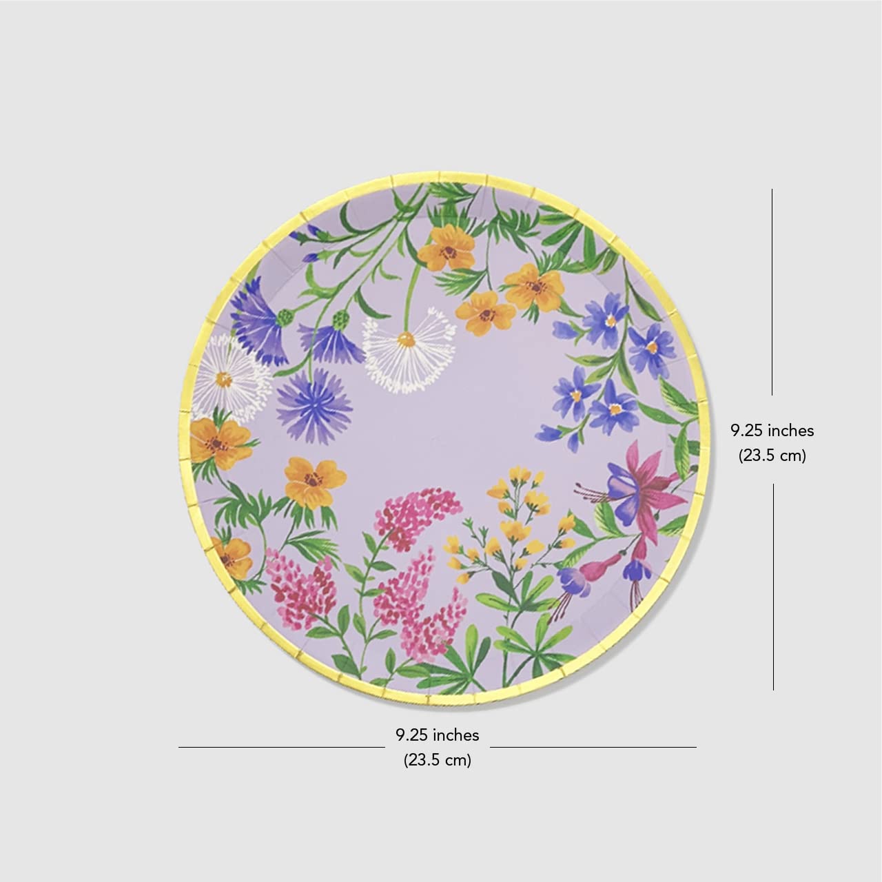 Coterie - Platos de papel grandes decorativos de flores silvestres con diseño floral para novia, baby shower, fiesta de té, juego de 10 platos de cena de 9.25 pulgadas