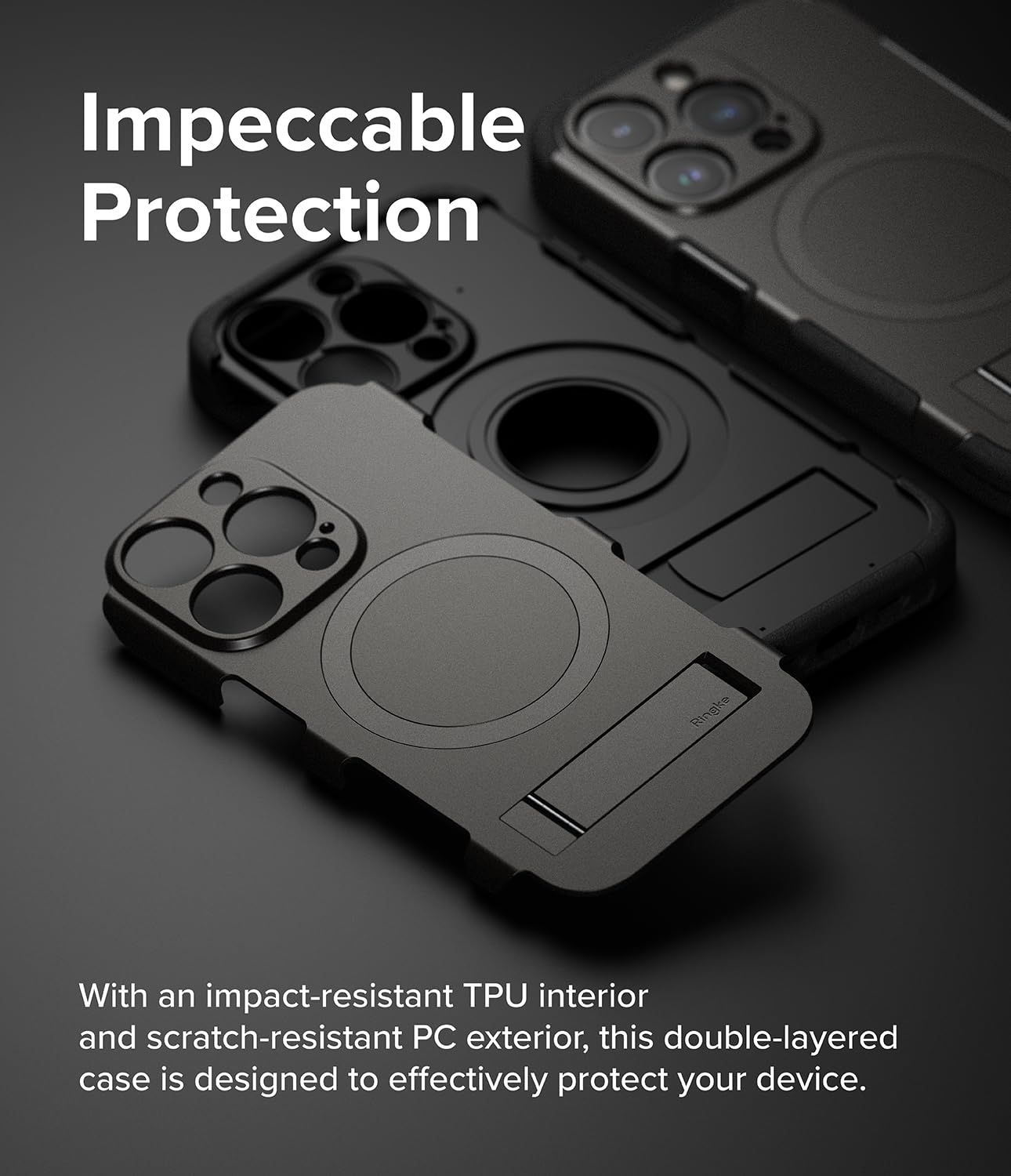 Funda Ringke Alles Magnética Gunmetal con Soporte Ajustable para iPhone 15 Pro Compatible con MagSafe