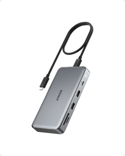 Concentrador USB-C Anker Negro 10 en 1 HDMI 4K Dual para Portátiles Windows