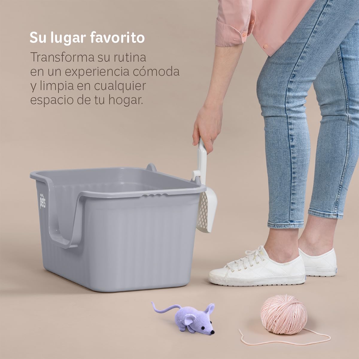 Arenero para Gato ESQUIMAL Gris Paredes Altas con Pala