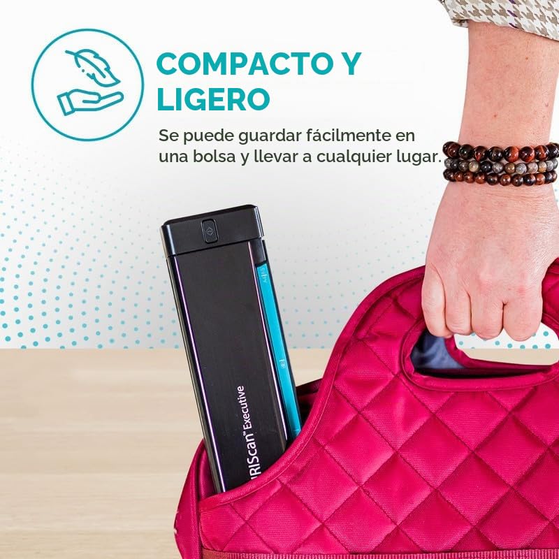 Escáner Portátil IRIScan Executive v4pro Platino Duplex para Documentos y Recibos con Editor de PDF para Computadoras