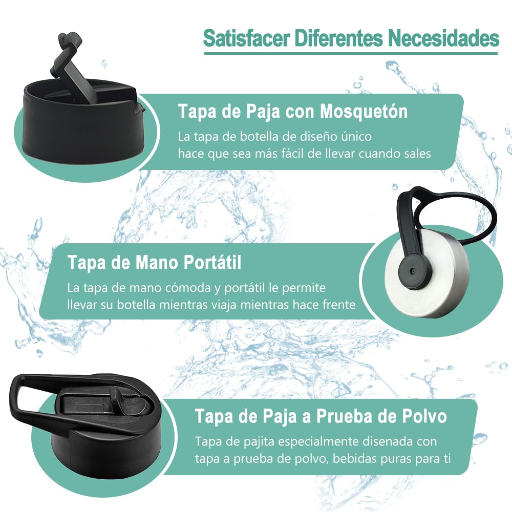 Free Wolf 64OZ Termo de Acero Inoxidable A Prueba de Fugas Con 3 Tapas y Asa, Doble Aislamiento Térmico para 24 Horas de Agua Fría y 12 Horas de Caliente