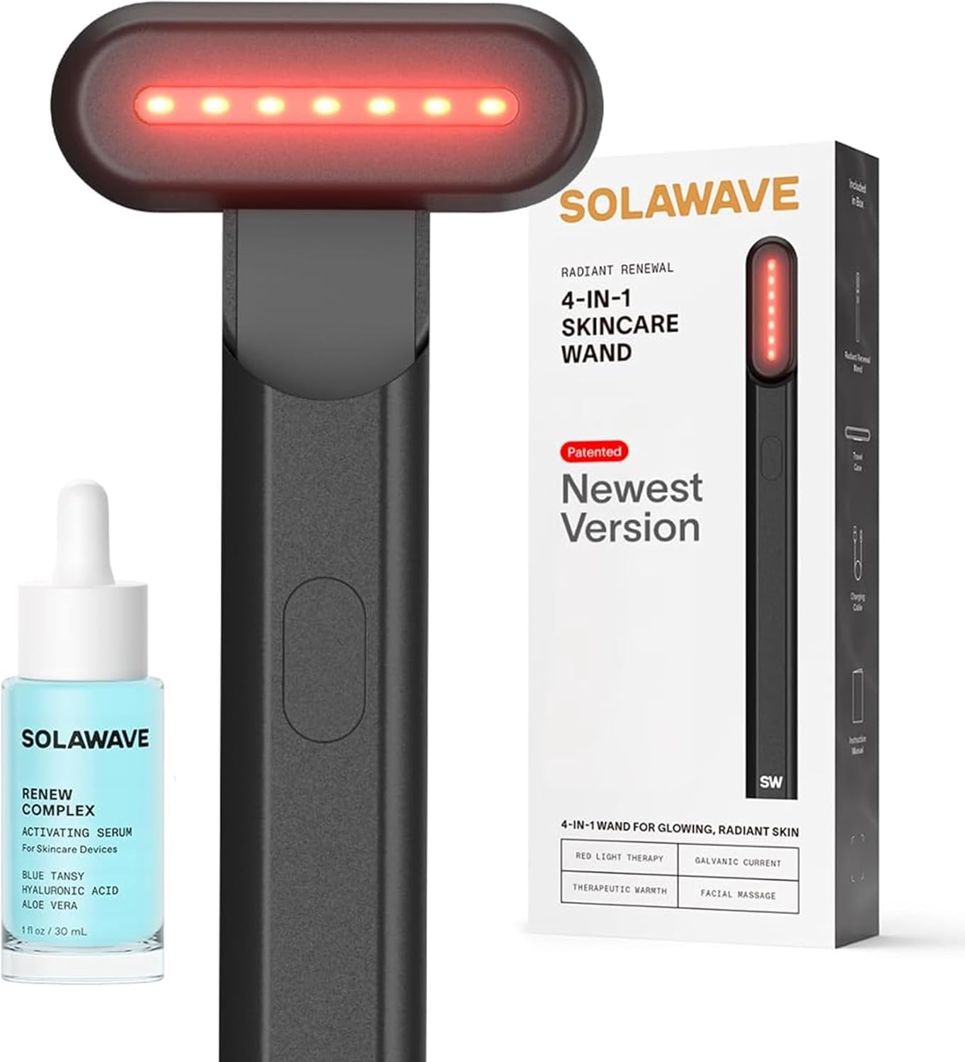 Varita Renovadora Radiante Solawave Negro Mate con Suero Complejo para el Cuidado de la Piel Facial
