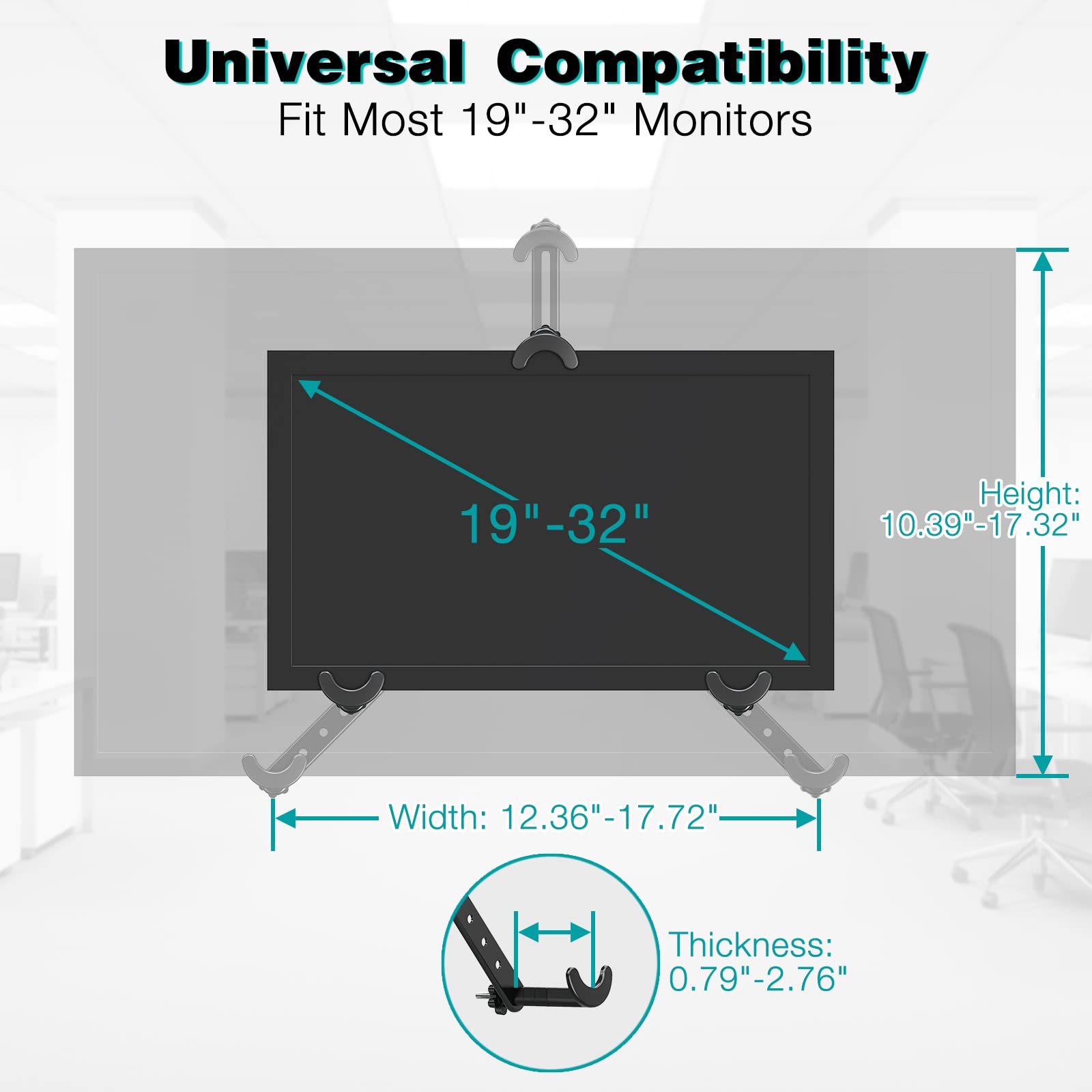 Adaptador de Montaje VESA MOUNT PRO Negro Universal para Monitores de 19 a 32 Pulgadas