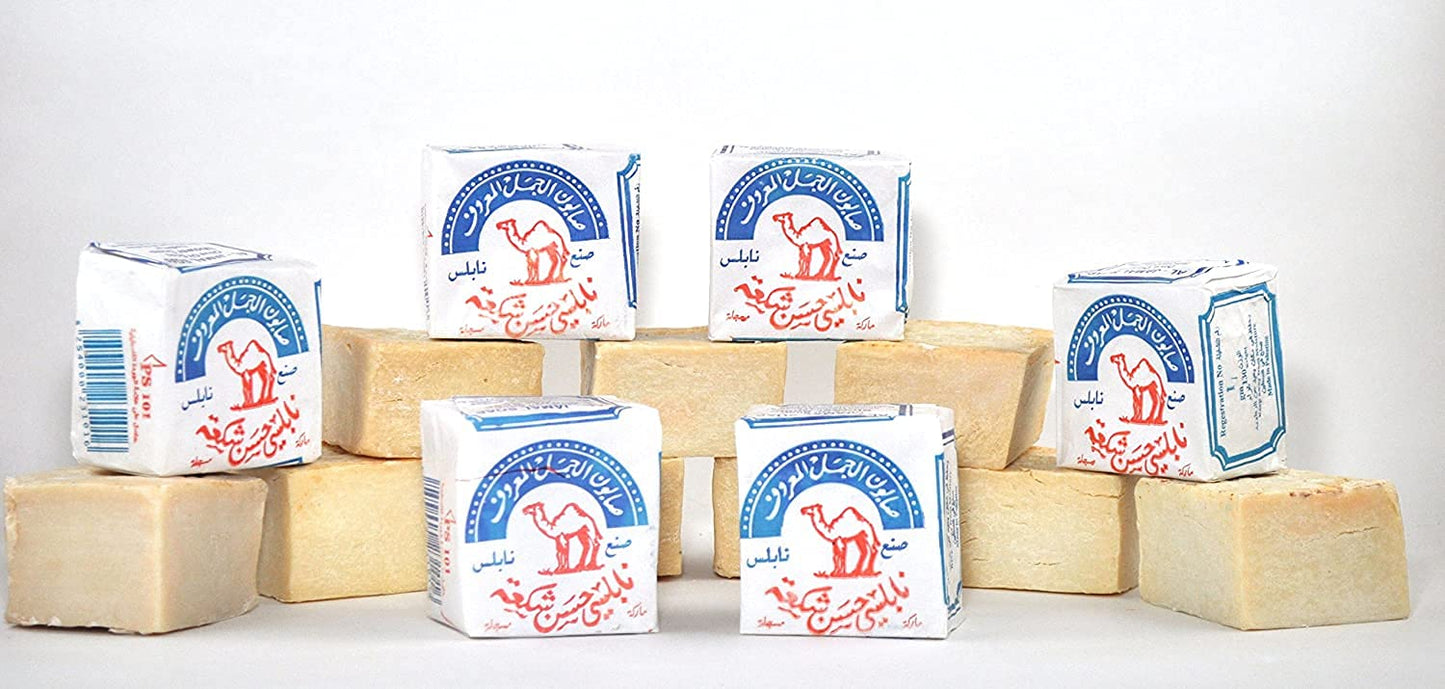 Al Jamal Barra de jabón de aceite de oliva Nablus Al Jamal de la Tierra Santa 4.6 oz, Blanco, 6 Bars