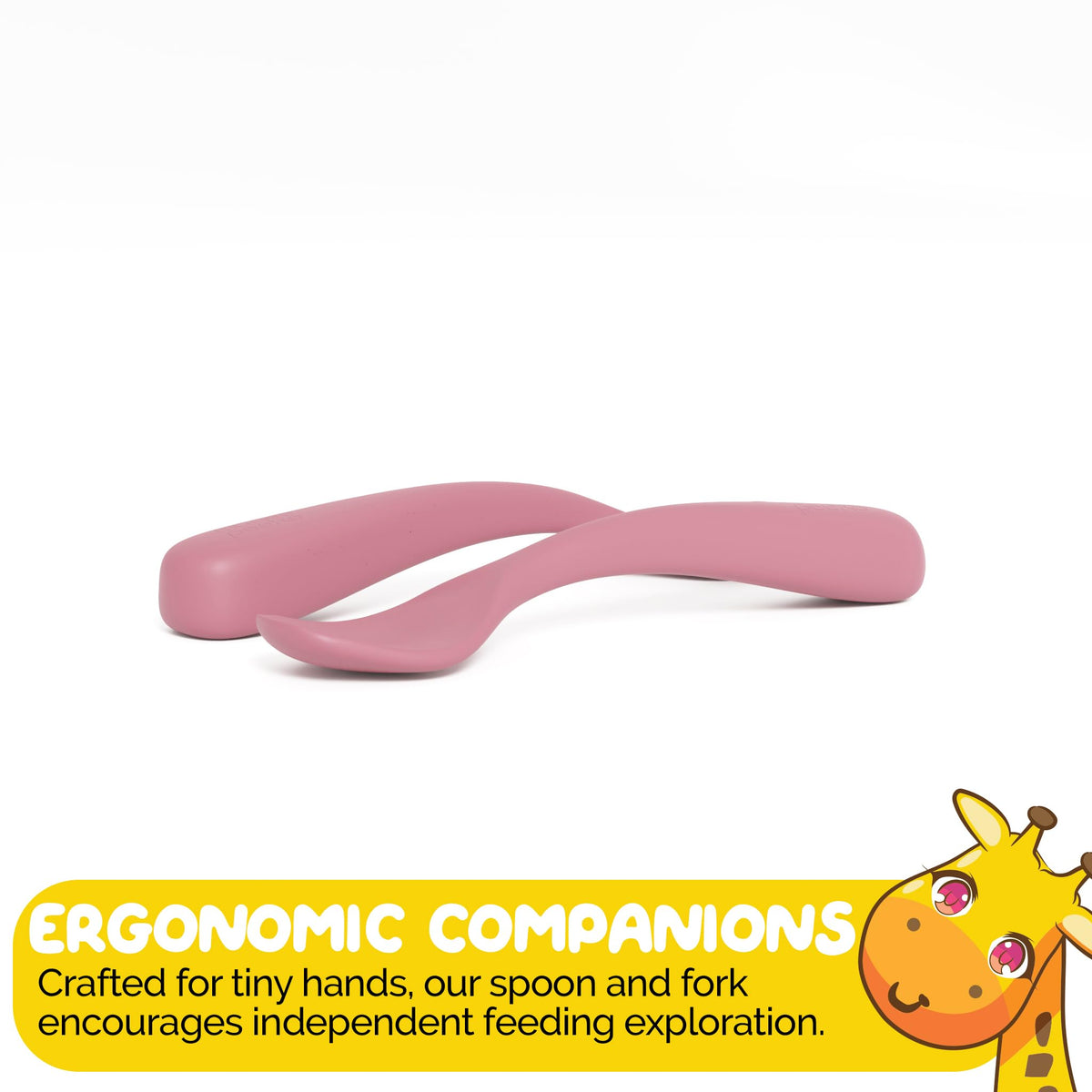 Muqee Peeko - Suministros de destete LED para bebé para bebés en color rosa para niñas con bebé, artículos imprescindibles como platos de bebé con succión y utensilios para niños pequeños, (juego de 3