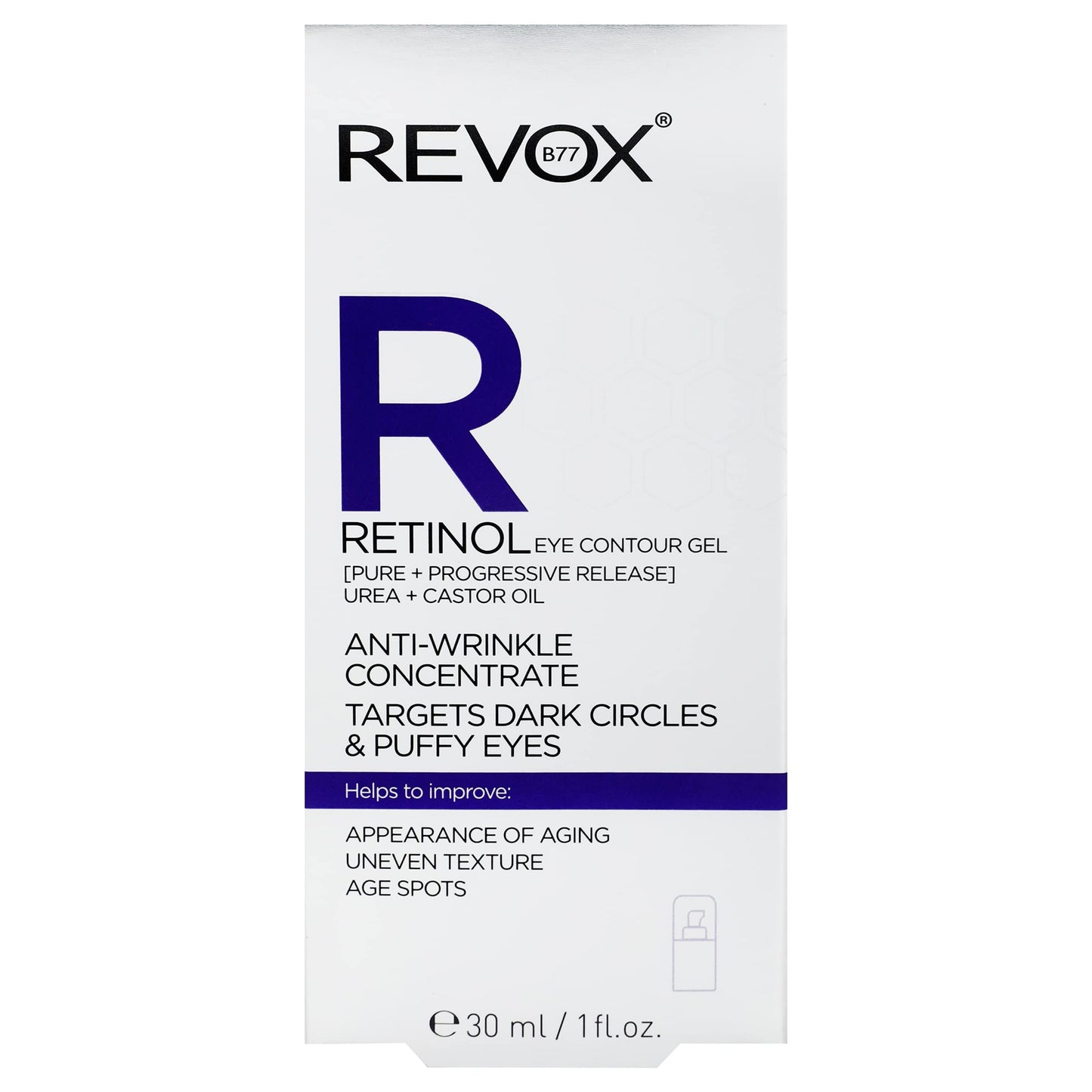 REVOX B77 - Retinol Eye Contour Gel Anti-Wrinkle Concentrate, 30 ml, Contorno Ojos Retinol, Reduce Líneas de Expresión y Arrugas, Suaviza la Textura, Estimula Producción Colágeno, Hidratación Profunda