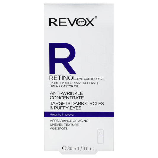 REVOX B77 - Retinol Eye Contour Gel Anti-Wrinkle Concentrate, 30 ml, Contorno Ojos Retinol, Reduce Líneas de Expresión y Arrugas, Suaviza la Textura, Estimula Producción Colágeno, Hidratación Profunda