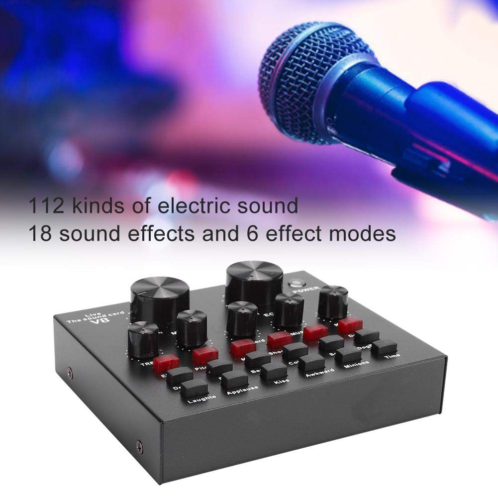 Tarjeta de Sonido V8 Mezclador de Audio portátil Volumen Ajustable