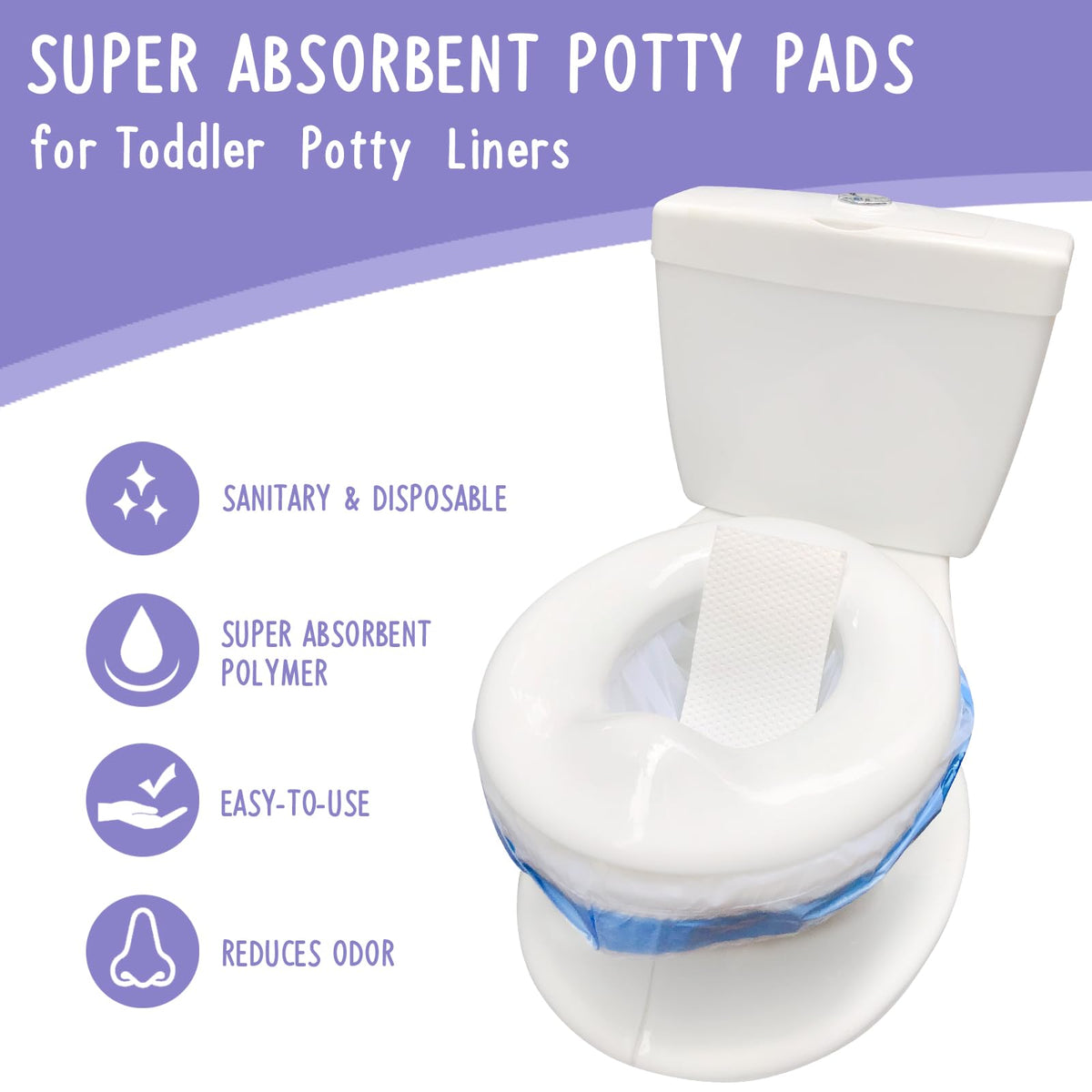 REFLYAWAY 100 paquetes de almohadillas para orejas de orina súper absorbentes portátiles para niños utilizados con bolsas de viaje para orinal, forros desechables para niños pequeños, asiento de