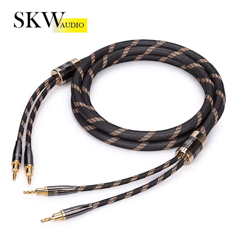 Cables de Altavoces SKW Dorado Trenzado Nylon Alta Fidelidad 1.5M