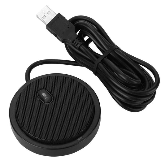 Fosa M2 con Cable Micrófono de captación de 360 ° con un Cable USB de 2 m, Audio Video Micrófono omnidireccional Computadora de Conferencia portátil de Escritorio Negro