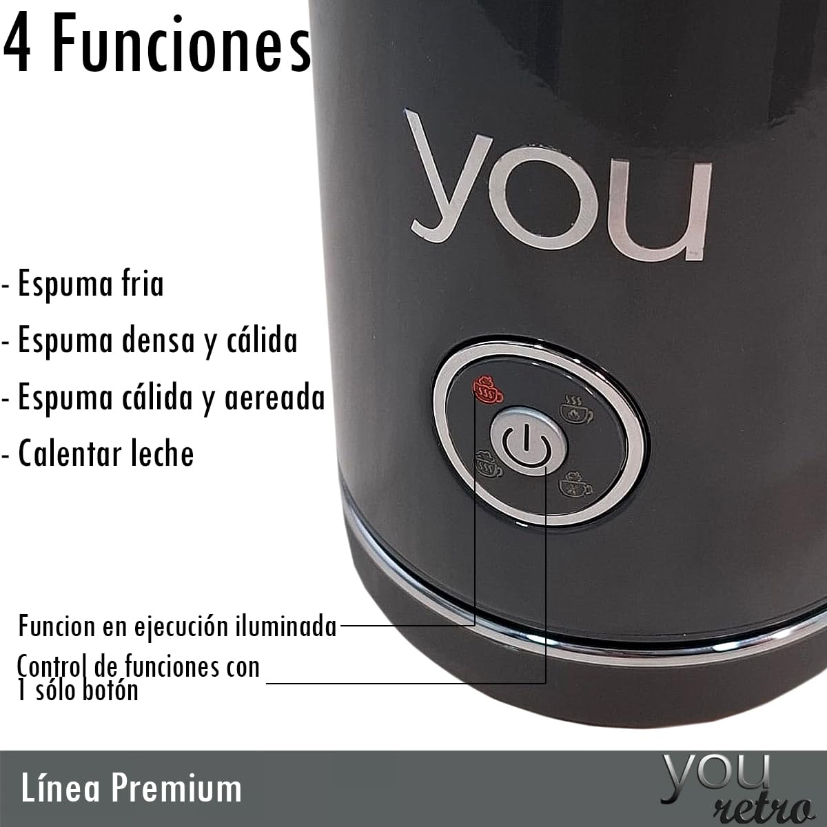 Espumador de Leche YOU Automático 4 en 1 Eléctrico