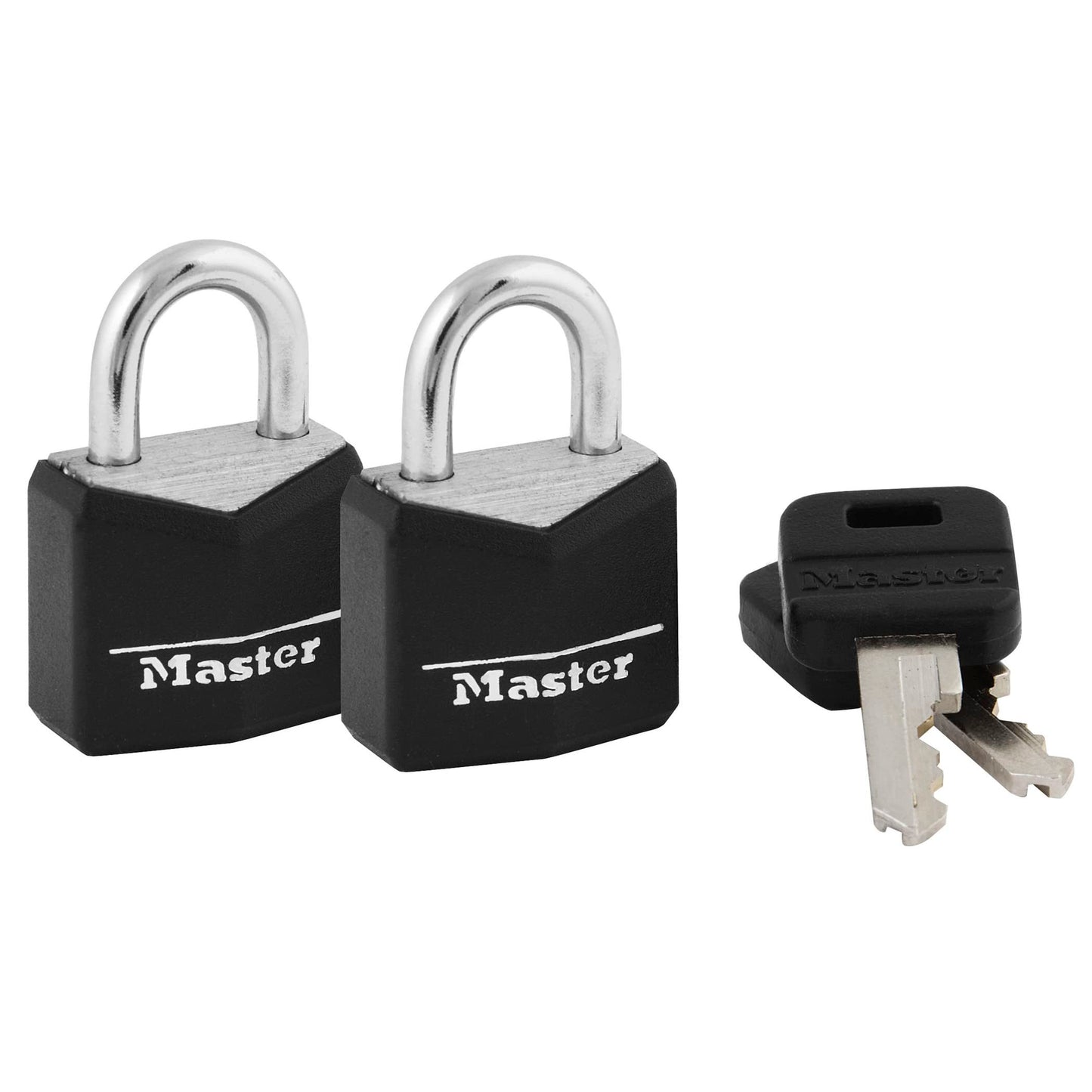 Candado Master Lock negro de aluminio 3/4 de pulgada de ancho 2 unidades