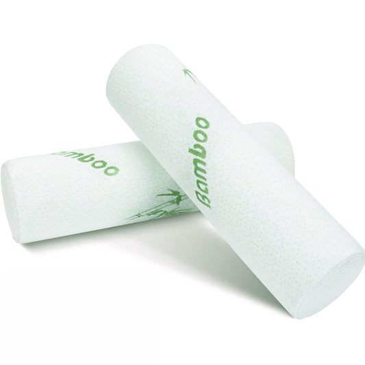 BYCRAY Paquete de 2 Almohadas para el Cuello Dormir, Almohada Cilindrica Cervical, Almohada Cilindrica para Piernas con Funda Extraíble Lavable,Transpirable y Suave, Cojín Medio Cilindro de Memory