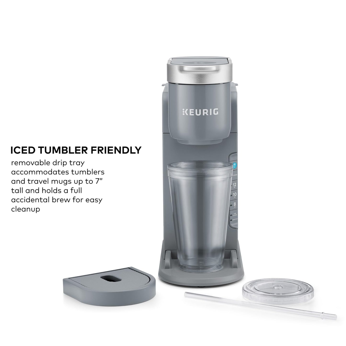 Keurig - Cafetera helada, cafetera helada K-Cup de una sola porción, con capacidad de café caliente y frío, prepara cualquier cápsula K-K-CP, gris