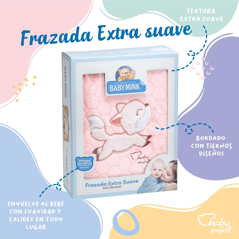 Baby Mink Cobija de Franela Extra Suave para Bebé, Frazada Ligera y Confortable para Cuna, Carriola o Descanso (Rosa)
