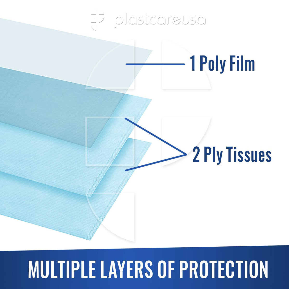 13" x 18" Tattoo Piercing Disposable Waterproof Patient Bibs (125 Pack) (Blue)