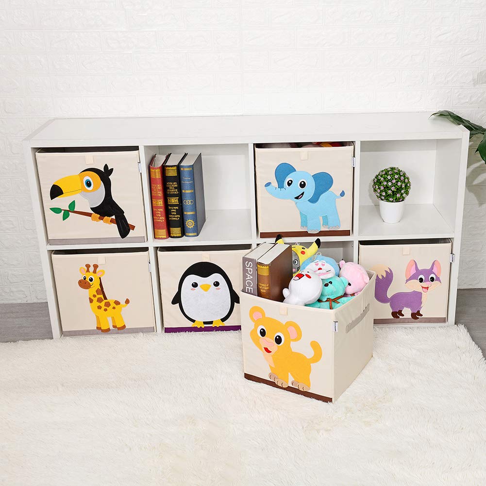 CLCROBD - Contenedores de almacenamiento de cubos de animales plegables de tela, caja/cofre/organizador de juguetes para guardería infantil, 33 cm (Mariposa)