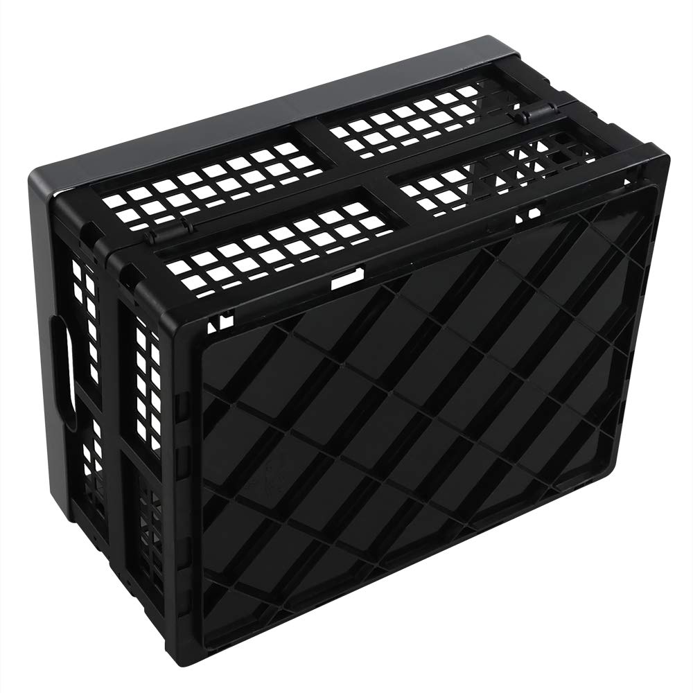 Fiazony Cesta / contenedor de almacenamiento plegable de plástico de 15 L, paquete de 3, negro