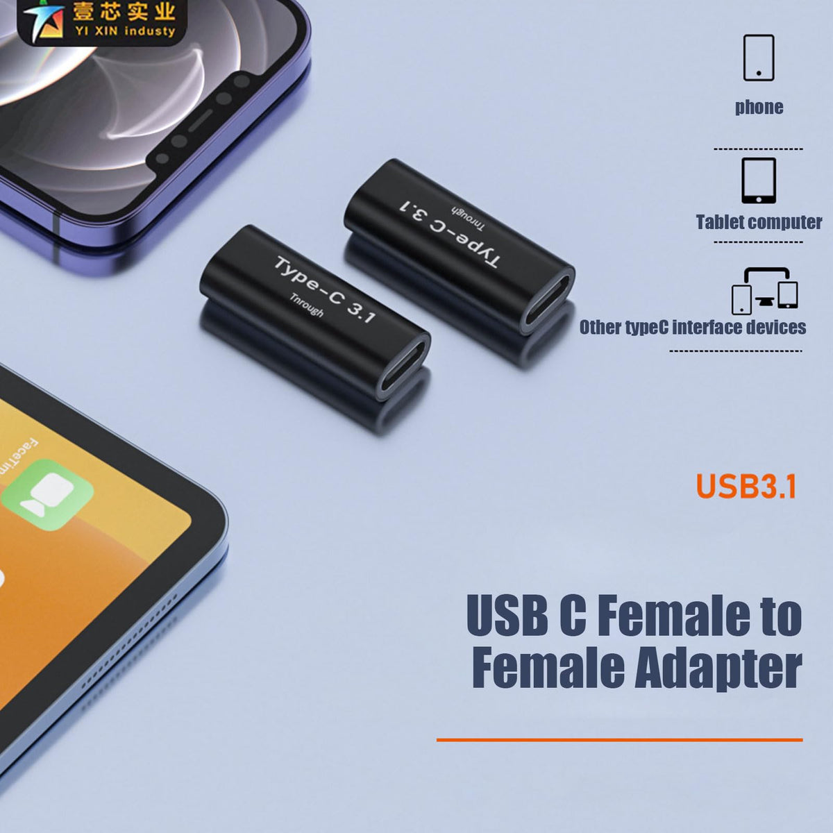 Adaptadores USB C Hembra a Hembra Pastall Paquete de 5 Compatibles con Thunderbolt 4 3 para Transferencia de Datos y Carga Rápida