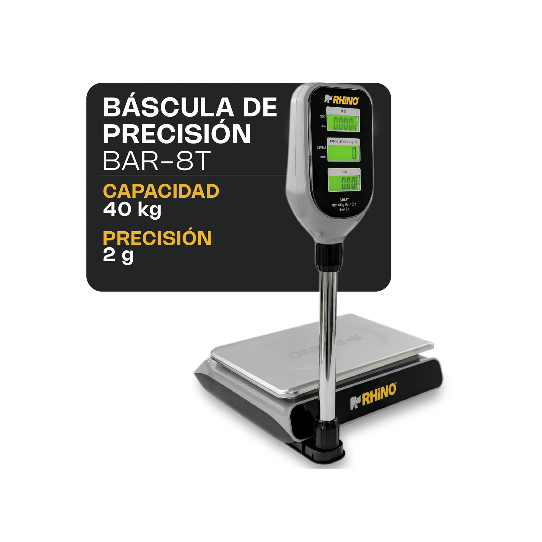 Báscula Digital Comercial RHINO Acero Inoxidable Precisión para Mujer