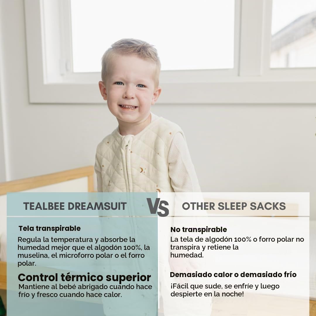 TEALBEE DREAMSUIT: Manta portátil para bebés y niños pequeños – Sacos de dormir para niños pequeños y bebés – Mantente caliente con un saco de dormir de 1.2 TOG con pies – Traje de dormir más suave para niños pequeños (2T-3T, XL)