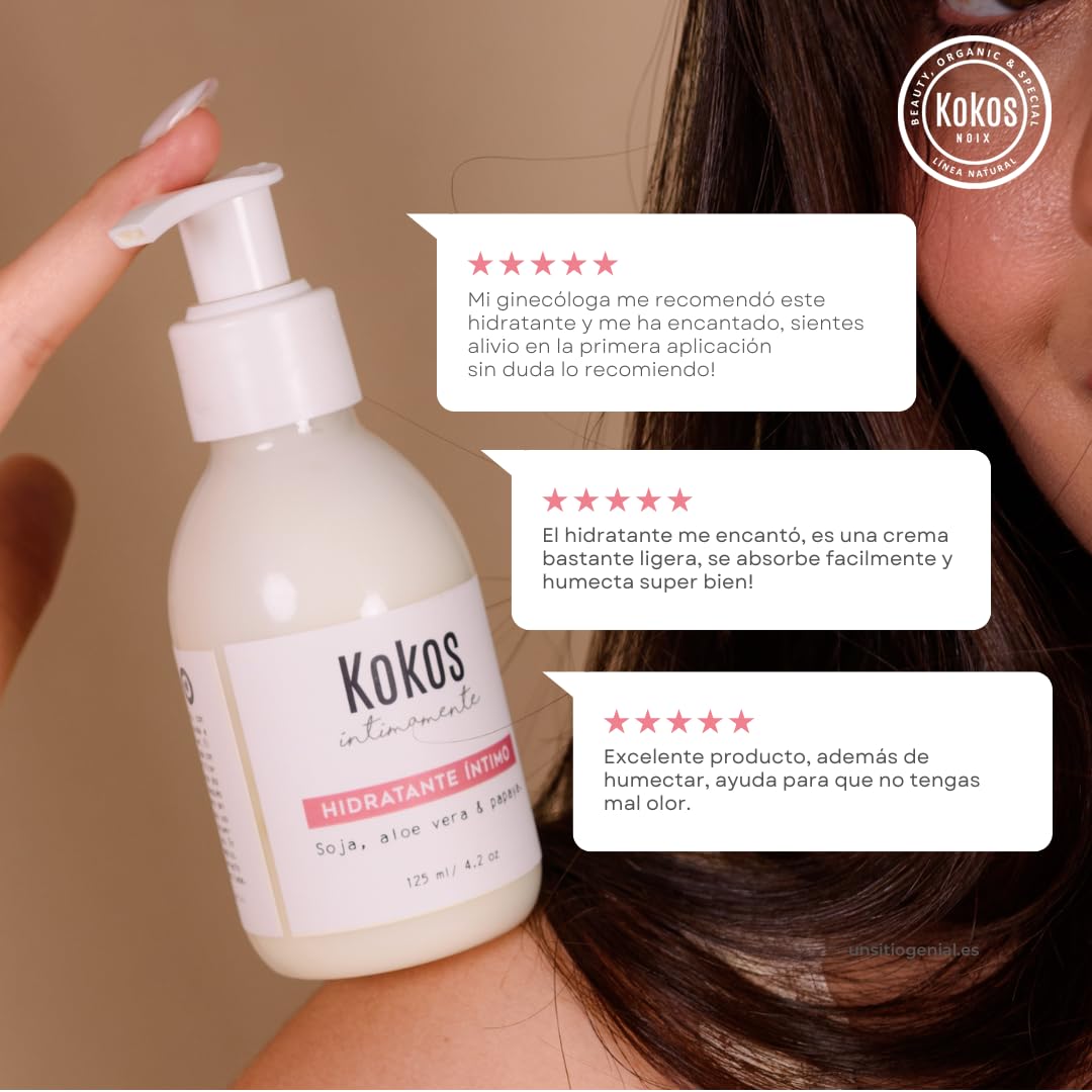 KOKOS Organic, Hidratante Vaginal, Alivia resequedad y sensibilidad en la zona íntima, Protege la zona vulvar, No contiene químicos, Contenido 120 ml.