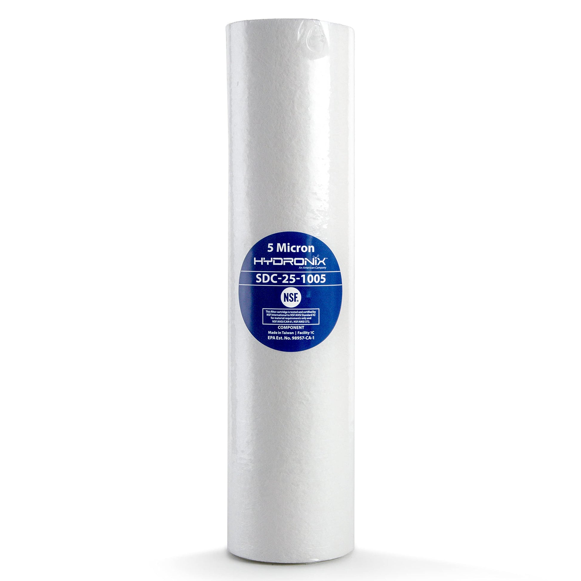 Hydronix SDC-25-1005 Whole House RO Reverse Osmosis Sediment Water Filter Cartridge, 5 micron, 2.5" x 10"