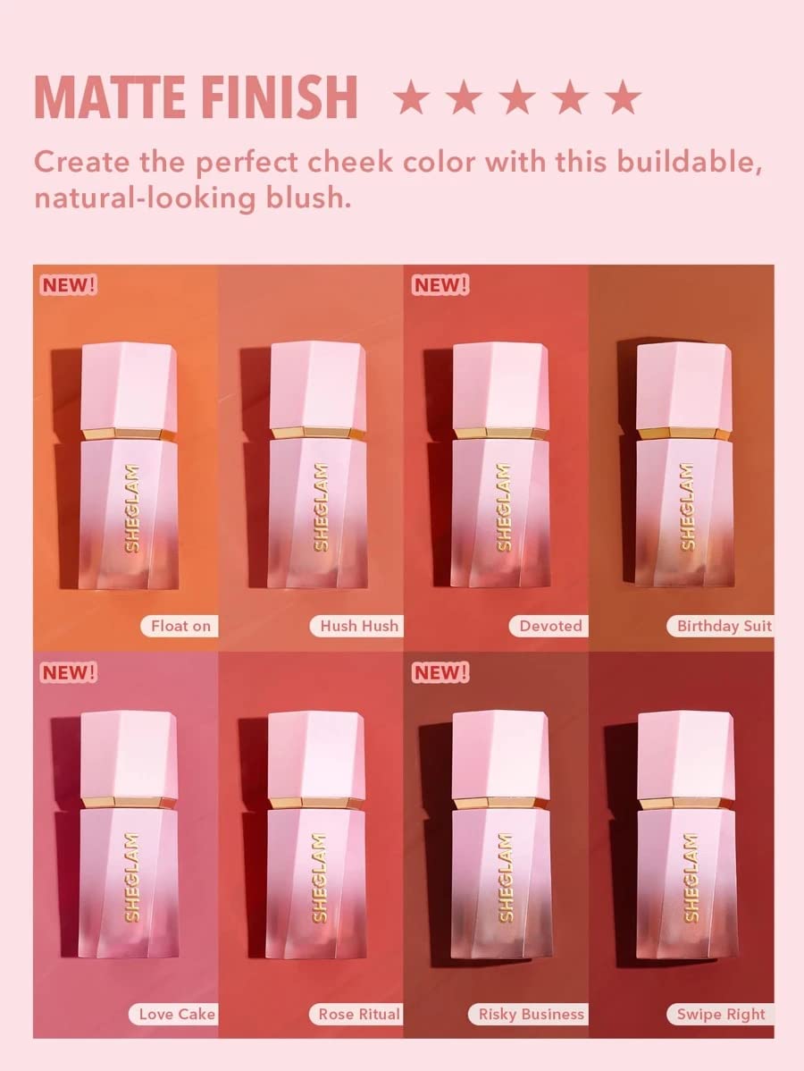 SHEGLAM Maquillaje con rubor líquido Color Bloom para mejillas con acabado mate - Devoted