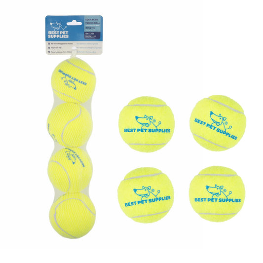 Best Pet Supplies - Juguetes de Tenis chirriantes para Perros, Paquete de 4, Juguetes interactivos de Alta Resistencia para lanzar y Buscar, apoya el Ejercicio y el Entrenamiento de Comportamiento