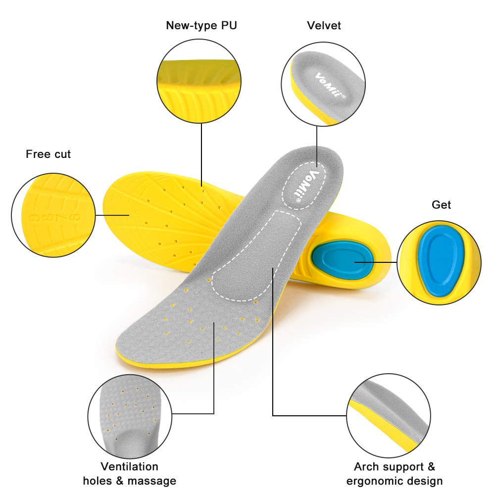 Plantillas VoMii Azul Espuma Viscoelástica para Fascitis Plantar para Mujer, Hombre o Niño
